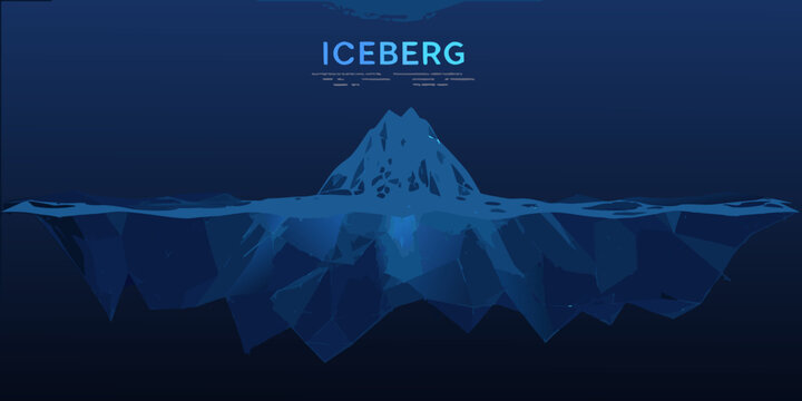 polygonal iceberg illustration with glowing blue light low poly arctic scene