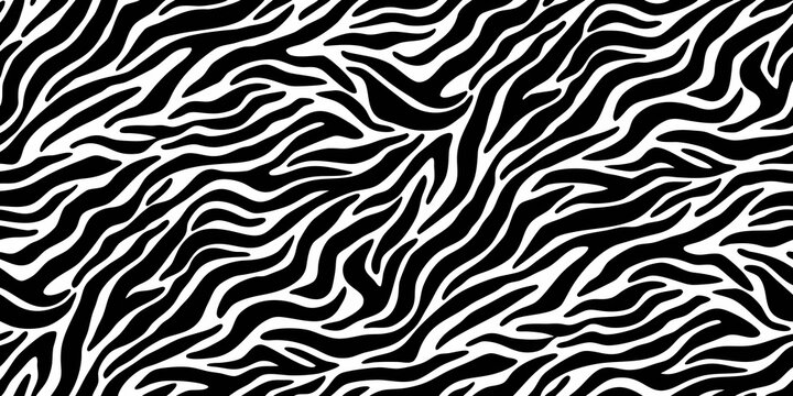 Seamless black and white zebra stripe pattern bold contrasting lines animal print background