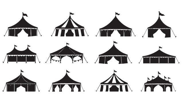 Circus Tent Silhouettes Set - Carnival & Festival Icons