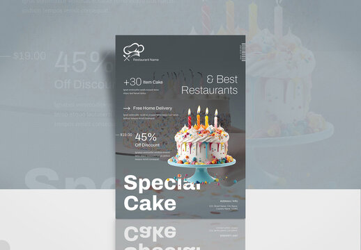 Restaurant Special Cake Food Menu Poster Layout Template