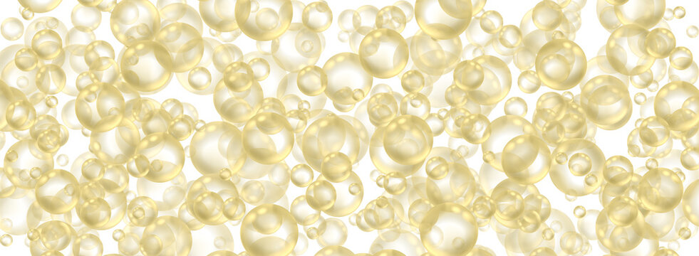 transparent yellow bubbles on a transparent background.Close-up, long