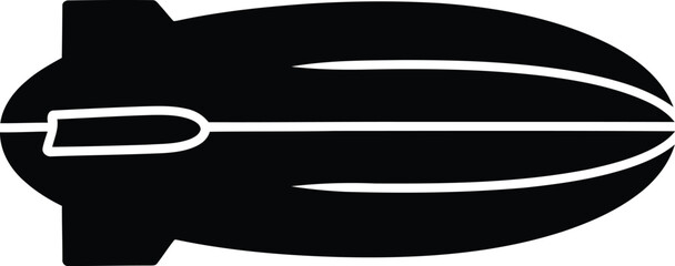Black silhouette of a zeppelin airship or blimp with gondola and fins on transparent background. © Mihal