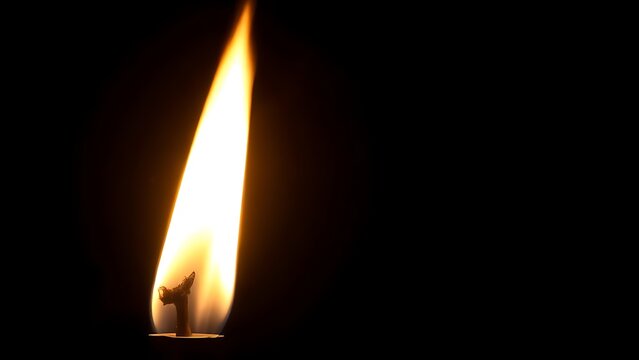 Single bright torch flame burning steadily against dark background.