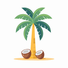 Obraz premium Stylized Palm Tree with Coconuts