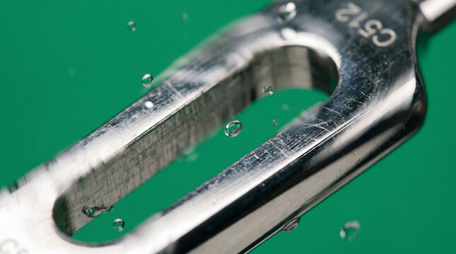 Industrial metal mallet and chisel tools intersecting on a vivid green studio background.