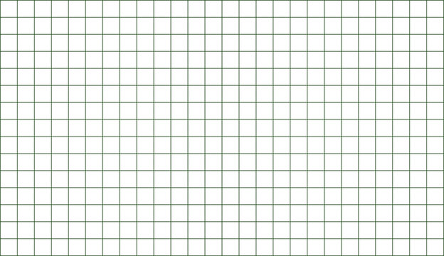 Graph paper texture displays a precise arrangement of dark green lines set against a crisp white surface to facilitate accurate measurement and technical drawing for engineering and design purposes.