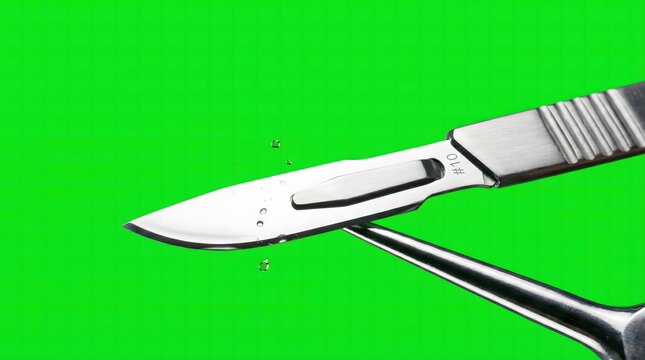 Industrial metal mallet and chisel tools intersecting on a vivid green studio background.