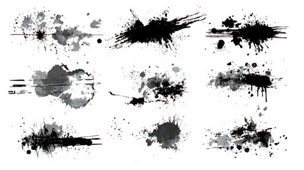 Fototapeta premium Grunge Paint Strokes PNG, Black Artistic Brush Collection