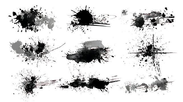 Artistic Black Paint PNG, Grunge Brush Stroke Collection