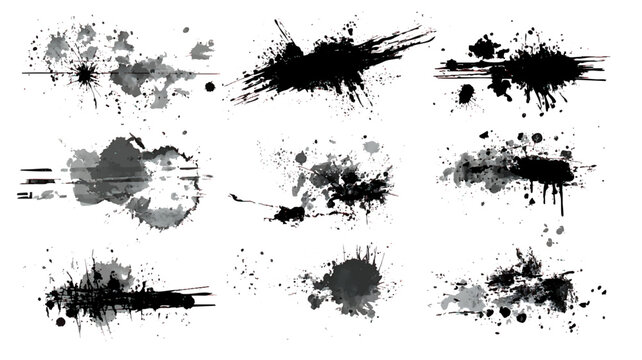 Grunge Paint Strokes PNG, Black Artistic Brush Collection