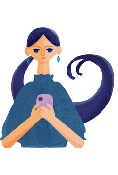 スマホを見てもやもやする女性