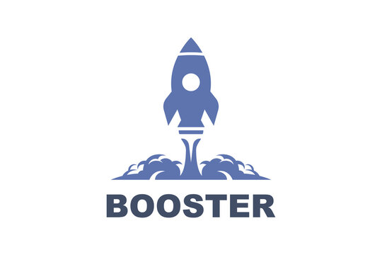 Rocket Ship Booster Launch Cloud Smoke Silhouette For Technology Startup Logo Icon Design
