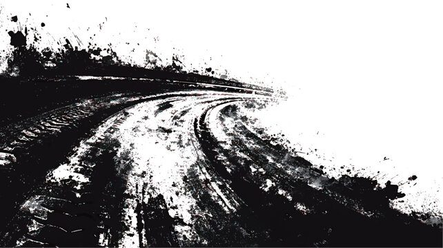 Drift Racing Tyre Skid PNG, Distressed Grunge Track Texture