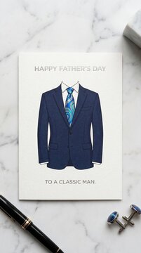 Blue Suit Illustration Concept Representing Professional Father Figure