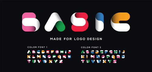 Creative Design vector Font of twisted Ribbon for Title, Header, Lettering, Logo. Funny Entertainment Active Sport Technology areas Typeface. Colorful Letters and Numbers. ©  Fontera 
