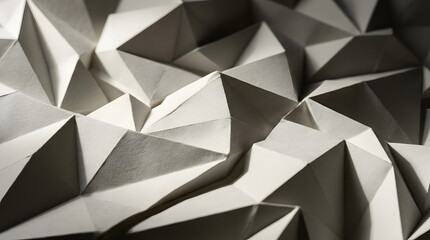 Fototapeta premium Abstract geometric background of sharp folded white paper with shadows.