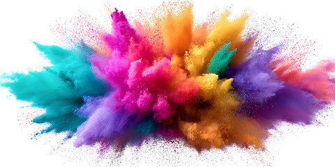 Obraz premium Multicolor paint cloud with bright holi powder effect PNG