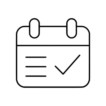 Minimal calendar plan icon with simple layout and checkmark. Clean flat SVG design ideal for scheduling, task management, planning, and productivity apps.