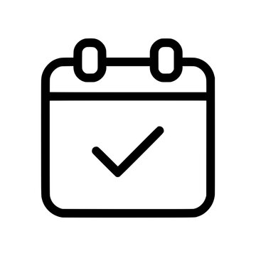 Minimal calendar plan icon with simple layout and checkmark. Clean flat SVG design ideal for scheduling, task management, planning, and productivity apps.