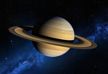 Naklejka premium 3D illustration of planet Saturn with beautiful rings in space