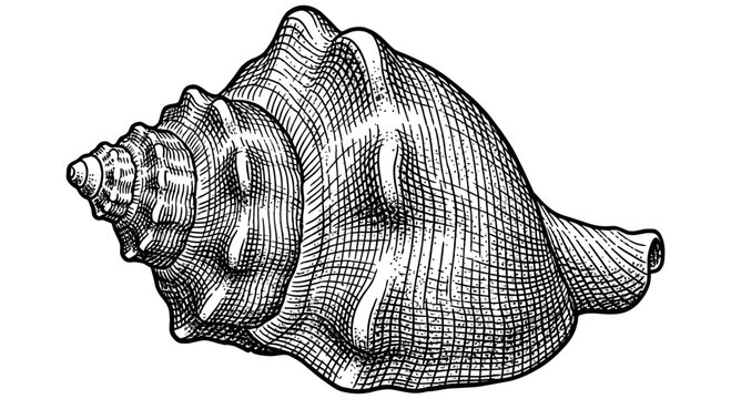 Detailed vector illustration of a seashell with intricate texture design