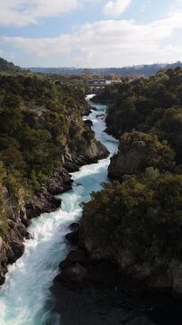 Vertical Aerial Aratiatia Dam Reservoir Mirror Reflection Waikato River New Zealand