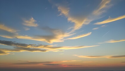 Fototapeta premium Orange and Blue Sky with Clouds