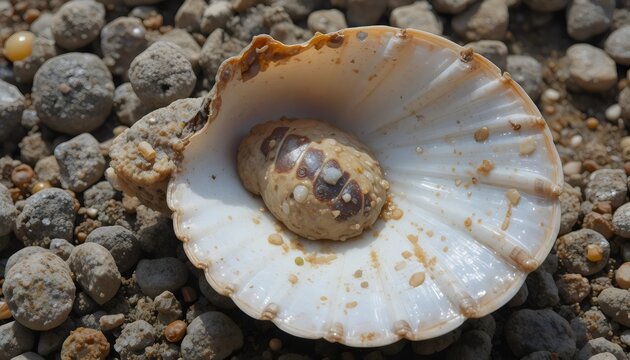 King Scallop Pecten Maximus from Port en Bessin Normandy France Fresh Seafood Marine Life Closeup Photography Scene Beauty