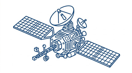 Detailed illustration of a modern communication satellite in space. © Ramdani