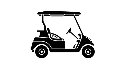 Black golf cart icon on white background, simple illustration © panut