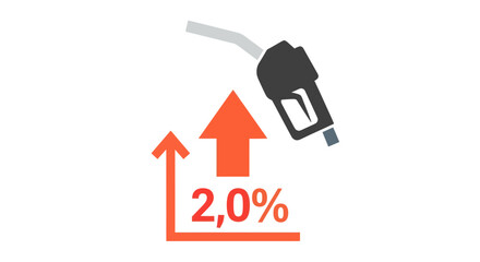 Naklejka premium Fuel Price Increase Icon: Gas Pump Nozzle and Upward Arrow Graph
