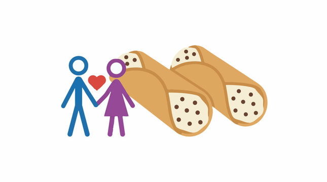 Couple in love with Italian cannoli pastry