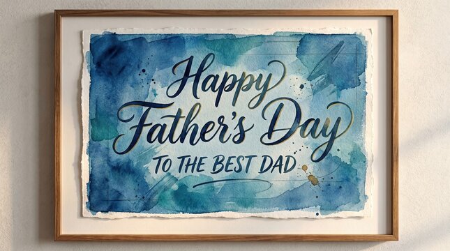 Happy Father&rsquo;s Day Greeting Card with Blue Watercolor Background
