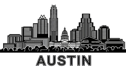 Obraz premium Austin Texas City Skyline Illustration.