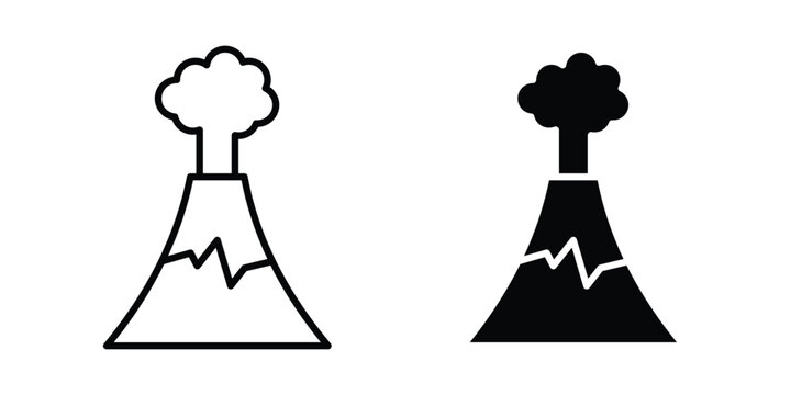 Volcano icon on white background, simple icons.