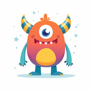 Cute Cartoon One-Eyed Monster
