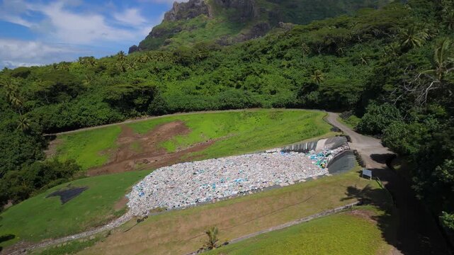 Aerial Bora Bora Landfill Mount Otemanu Plastic Waste French Polynesia