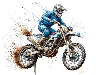 Obraz premium Dirt bike rider in blue gear.
