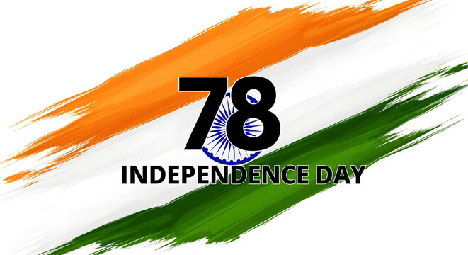 Indian independence day 78th anniversary celebration graphic national flag colors with ashoka chakra isolated on transparent background