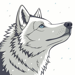 husky dog portrait digital illustration of a gray and white canine with snowflakes © sabrina1122