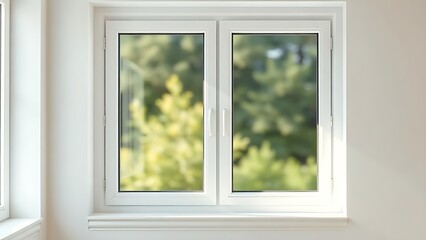 Fototapeta premium Minimalist white window with daylight streaming through, creating a clean and serene interior.