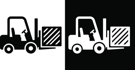 Forklift truck icon flat vector illustration on transparent background © Shoaib