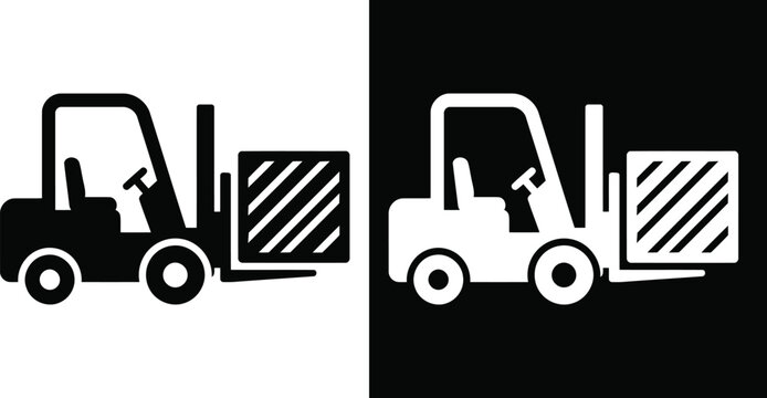 Forklift truck icon flat vector illustration on transparent background