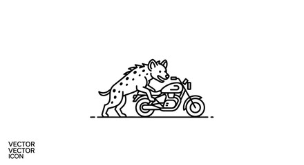 Fototapeta premium Hyena Riding Motorcycle Icon Vector Art
