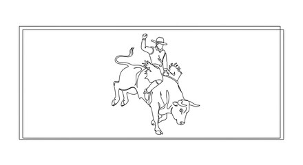 Obraz premium Bull Rider Silhouette, Rodeo Cowboy on Bucking Bull, Action Sport, Western Lifestyle