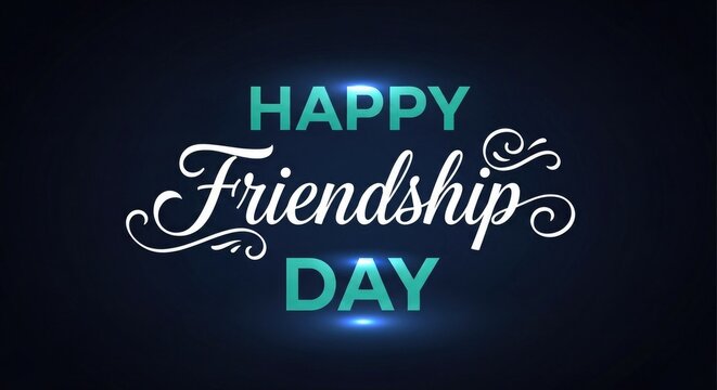 Happy friendship day greeting with glowing text