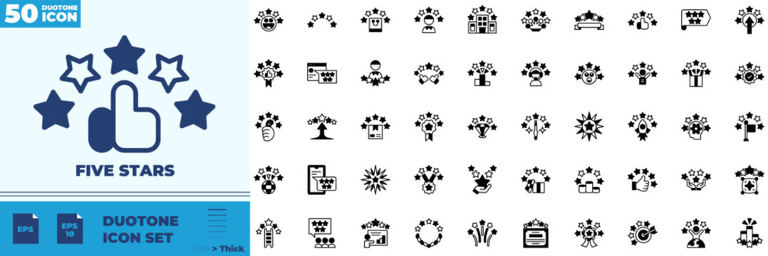 Five Stars Duotone Editable Icons set