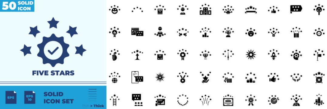 Five Stars Solid Editable Icons set