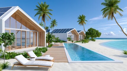 Fototapeta premium Premium Oceanfront Resort With Futuristic Tropical Villas
