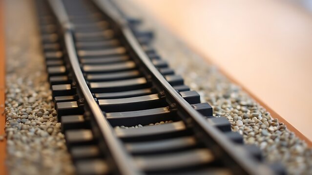 A model train track with a section at a junction bent out of alignment.